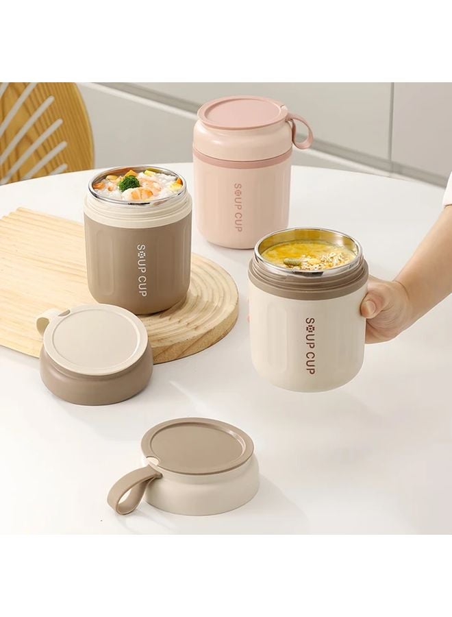 Pink Stainless Steel Insulated Food Jar Leak Proof Easy Clean Travel Office Soup Cup - Image 2